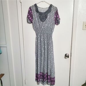 Pasley Print Midi Dress Size Large